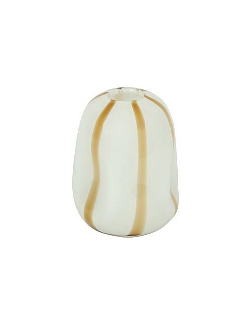 Βάζο γυαλ. Λευκό με καφέ ρίγα 16Χ21