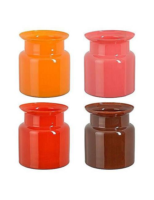 Βάζο γυάλινο 4χρώματα Φ14,5Η14,5 cm