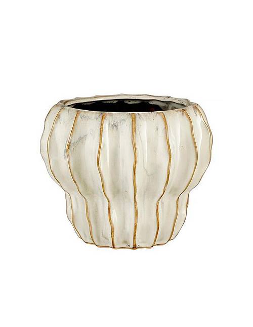 Βάζο κεραμικό ριγωτό  white 22x18cm