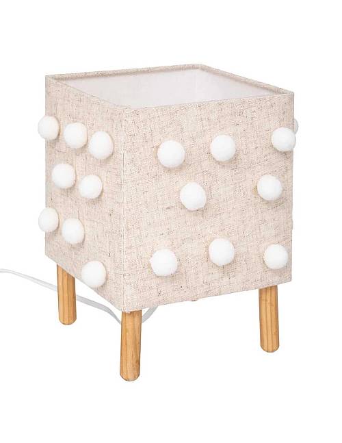 Φωτιστικό μπεζ με πον πον 16 x 16 x 22,5 cm