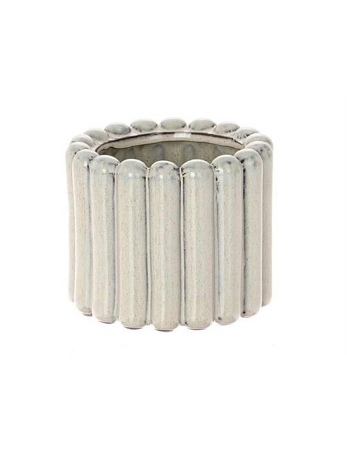 Κασπώ κεραμ. Ριγωτό κρεμ Φ15 Η12cm