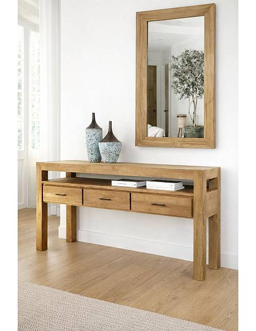 Κονσόλα Teak φυσικό/3συρτάρια 180x45x80 cm