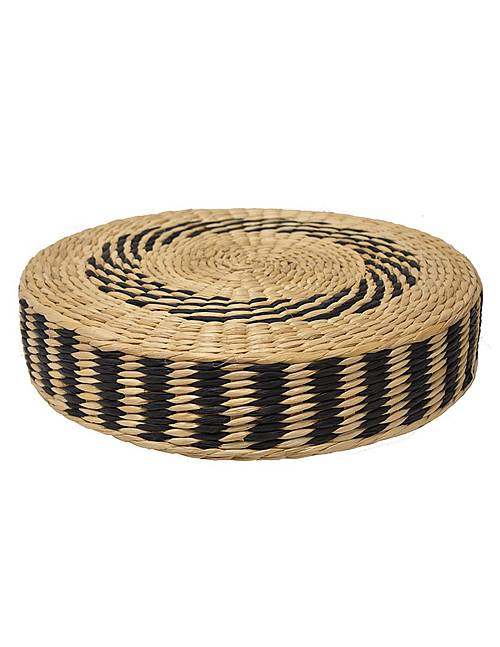 Μαξιλάρα δαπέδου ψάθινη black rush Φ45Χ10