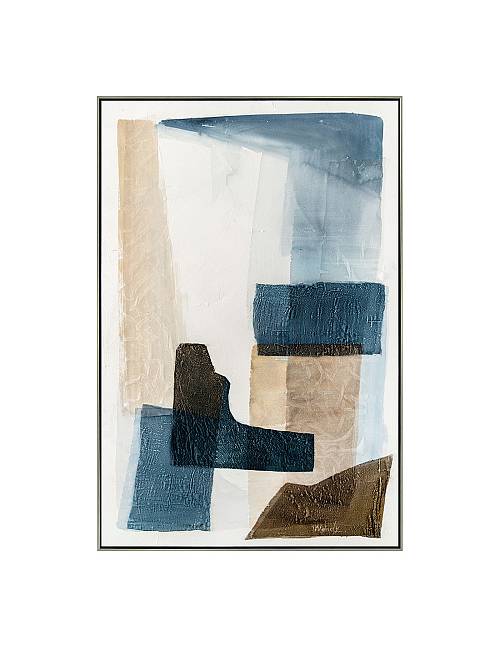 Πίνακας χειρ.ζωγραφ.με ξυλινο πλαίσιο,  εκρού μπλε 80x120 cm