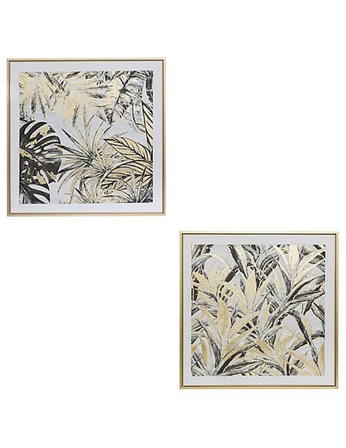 Πίνακας φύλλα καφέ/χρυσό/2σχέδια 50Χ50cm