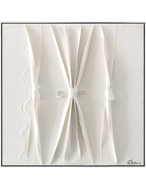 Πίνακας  χειρ.ζωγραφ.με ξυλινο πλαίσιο, λευκός υφασμ.δεσίματα 60x60cm