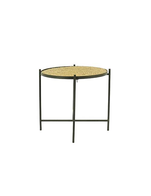 Τραπέζι βοηθητικό μέταλλο/ξύλο Φ43Η62cm