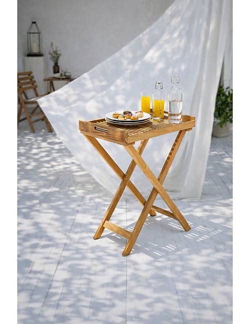 Δίσκος τραπεζάκι Teak wood φυσικό 60x40x70cm