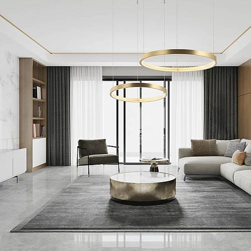 PENDANT LIGHT 53W 3000K ALUMINIUM-ACRYLIC   BRUSHED GOLD MATT