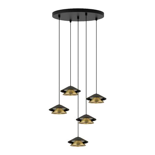 PENDANT LED LIGHT 45W 3000K BLACK BASE - SANDY BLACK SHADE - BRUSHED GOLD ELECTROPLATE