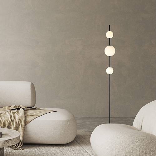 LED FLOOR LIGHT 12W 3000K GLASS &METAL  WHITE-BLACK