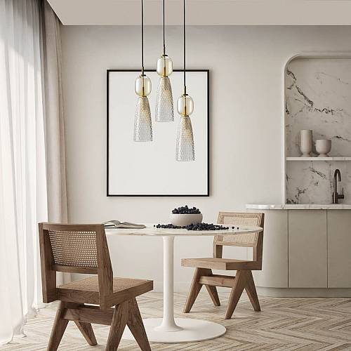 PENDANT LIGHT 3XE14 MAX 40W GLASS ANTIQUE BRASS