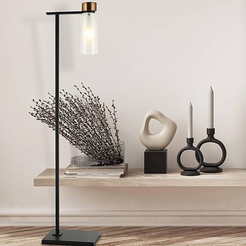 FLOOR LAMP  E14  SANDY BLACK-ANTIQUE BRASS