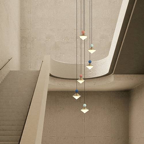 PENDANT LED LIGHT 40W 3000K CERAMIC - METAL - GLASS, BRASS