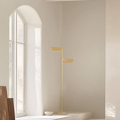 FLOOR LED LIGHT 12W 3000K BRUSHED GOLD MOVABLE LIGHT DEFLECTORS STEP DIMMING