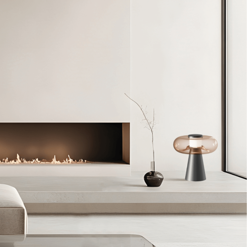 TABLE LED LIGHT 18W 3000K BLACK MATT, TOUCH DIM - TAWNY GLASS