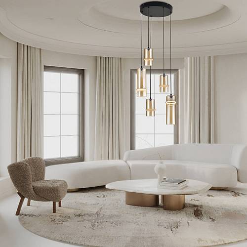 PENDANT LED LIGHT 20W 3000KS SANDY BLACK - CHAMPAGNE GLASS