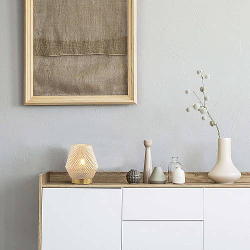 TABLE LAMP E27 MAX 25W GLASS  COGNAC&BRASS ON/OFF SWITCH