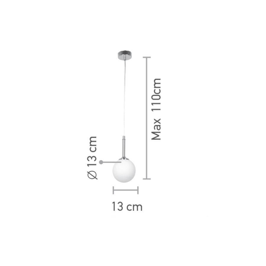 Κρεμαστό φωτιστικό από χρυσαφί μέταλλο και λευκή οπαλίνα 1XG9 D:13cm (4016-1)
