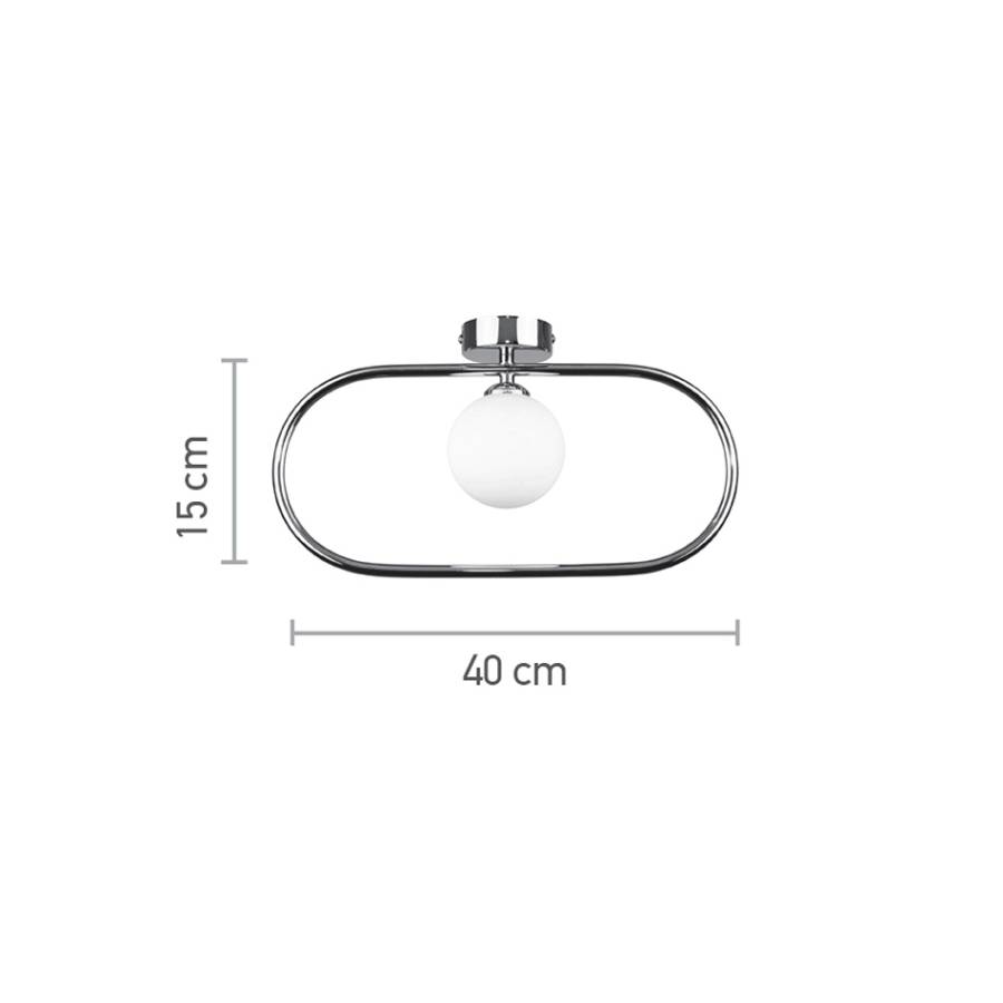 Επιτοίχιο φωτιστικό σε μαύρη απόχρωση και λευκή οπαλίνα 1XG9 D:40cm (43030-BL)