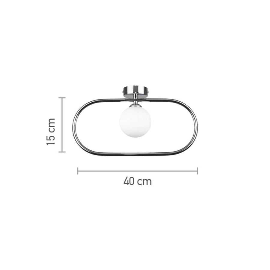Επιτοίχιο φωτιστικό σε χρώμιο απόχρωση και λευκή οπαλίνα 1XG9 D:40cm (43031-CH)