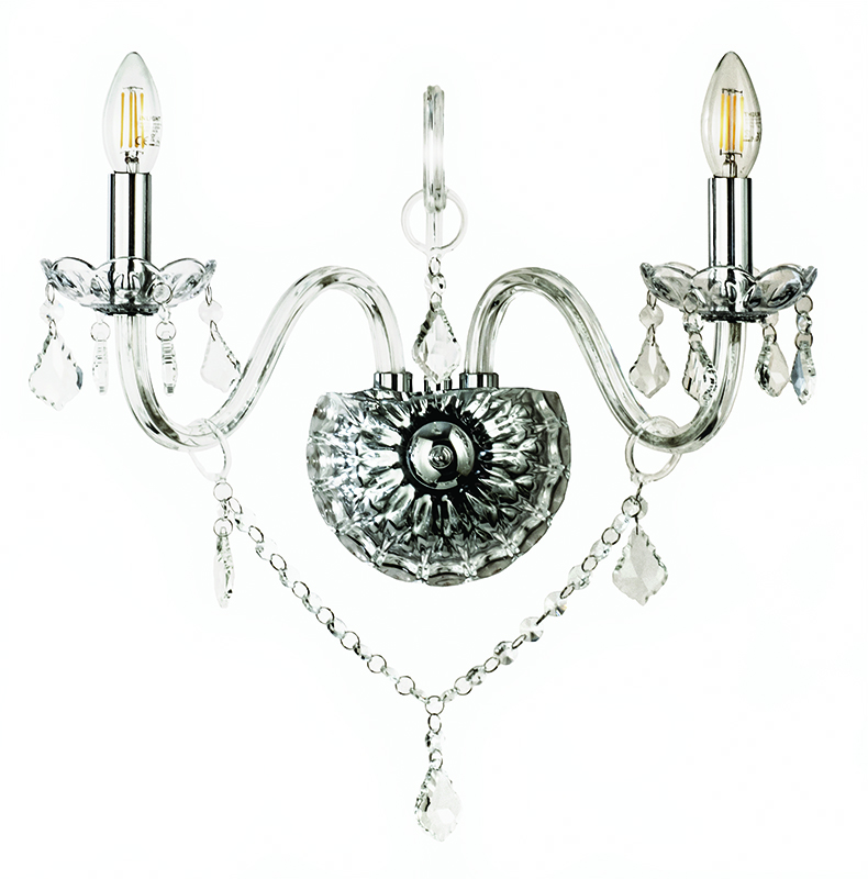 Επιτοίχιο φωτιστικό από διάφανο γυαλί και κρύσταλλα 2XE14 D:35cm (43391-2-CLEAR)