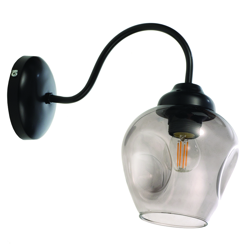 Επιτοίχιο φωτιστικό από μαύρο μέταλλο και φιμέ γυαλί (43392-Μαύρο με Φιμέ)