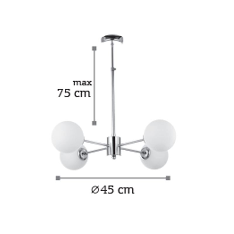 Κρεμαστό φωτιστικό από χρυσό ματ μέταλλο και λευκή οπαλίνα 4XG9 D:45cm (5316-4)