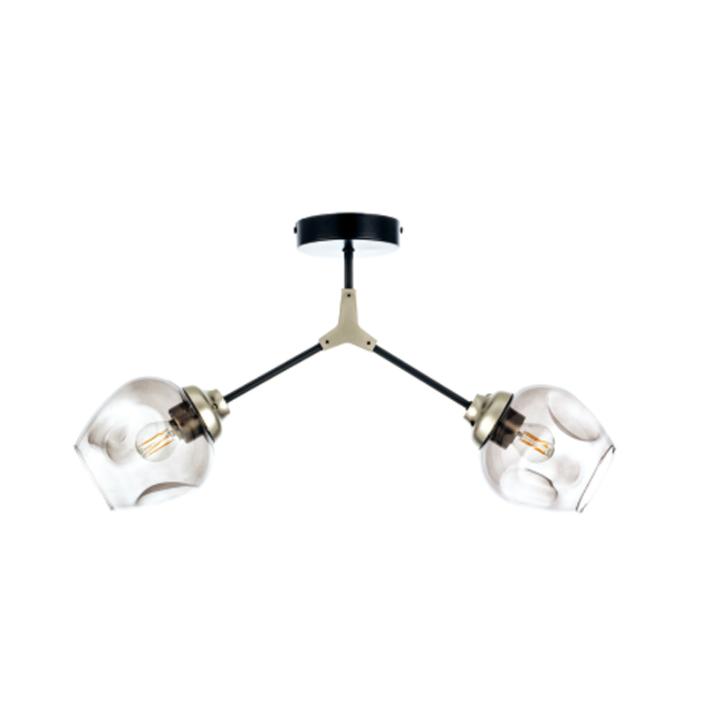 Κρεμαστό φωτιστικό από μαύρο μέταλλο και φιμέ γυαλί 2XE27 D:60cm (6129-2-ΝΜ)