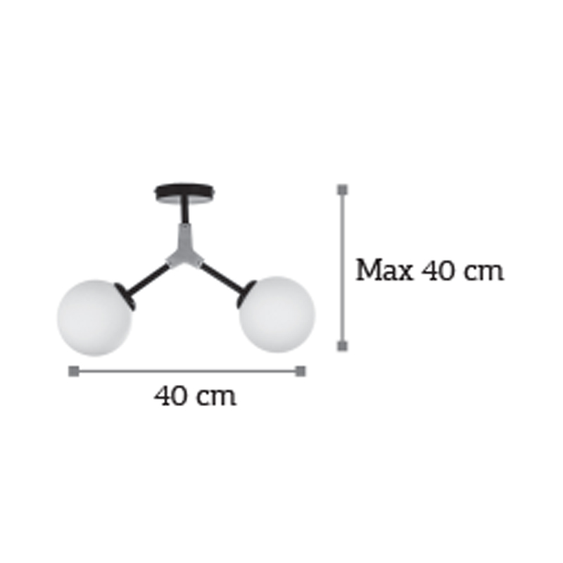 Κρεμαστό φωτιστικό από μαύρο μέταλλο και λευκή οπαλίνα 2XE27 D:40cm (6167-2-NM)
