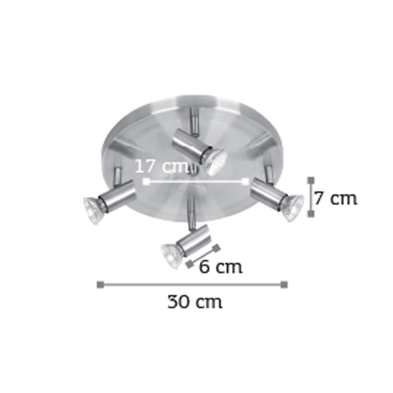 Επιτοίχιο σποτ από μέταλλο σε οξυντέ απόχρωση 4XGU10 D:30cm (9075-4Φ-Οξυντέ)