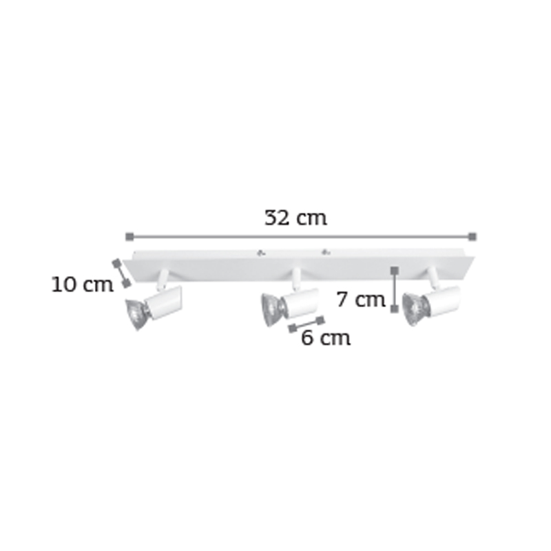 Επιτοίχιο σποτ από μέταλλο σε λευκή απόχρωση 3XGU10 D:32cm (9078-3Φ-Λευκό)