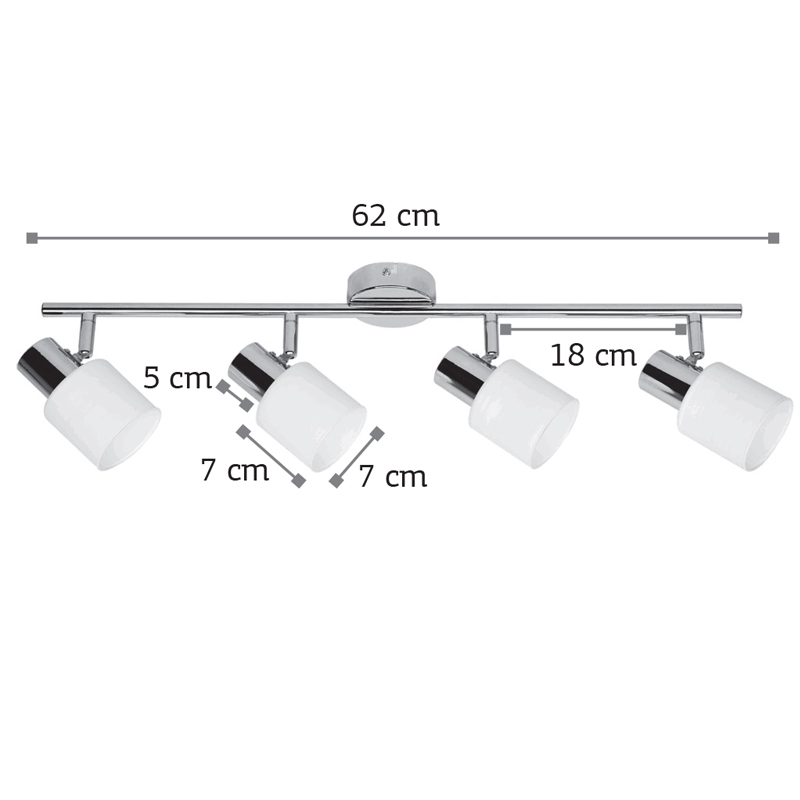 Επιτοίχιο σποτ από μέταλλο σε απόχρωση λευκής πατίνας 4XE14 D:62cm (9079-4Φ-Λευκή Πατίνα)