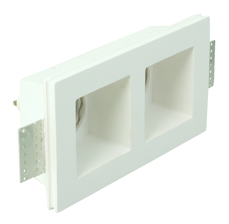 Χωνευτό σποτ λευκό από γύψο 2XGU10 IP44 D:21,5cm (Χ0007)