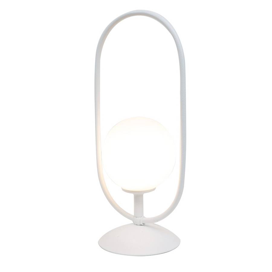 Επιτραπέζιο φωτιστικό σε λευκή απόχρωση και λευκή οπαλίνα 1XG9 D:40cm (3041-WH)