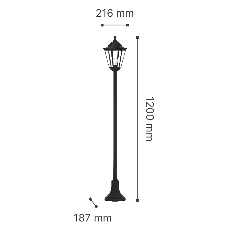 it-Lighting Redfish 1xE27 Outdoor Pole Light Black D:120cmx21.6cm (80500214)