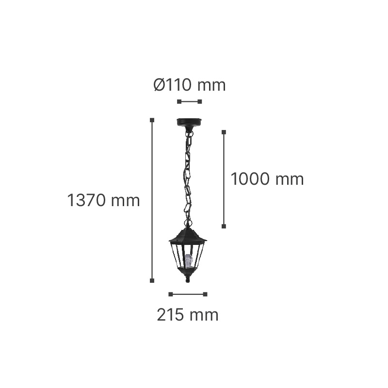 it-Lighting Redfish 1xE27 Outdoor Pendant Light Black D:137cmx21.5cm (80300114)