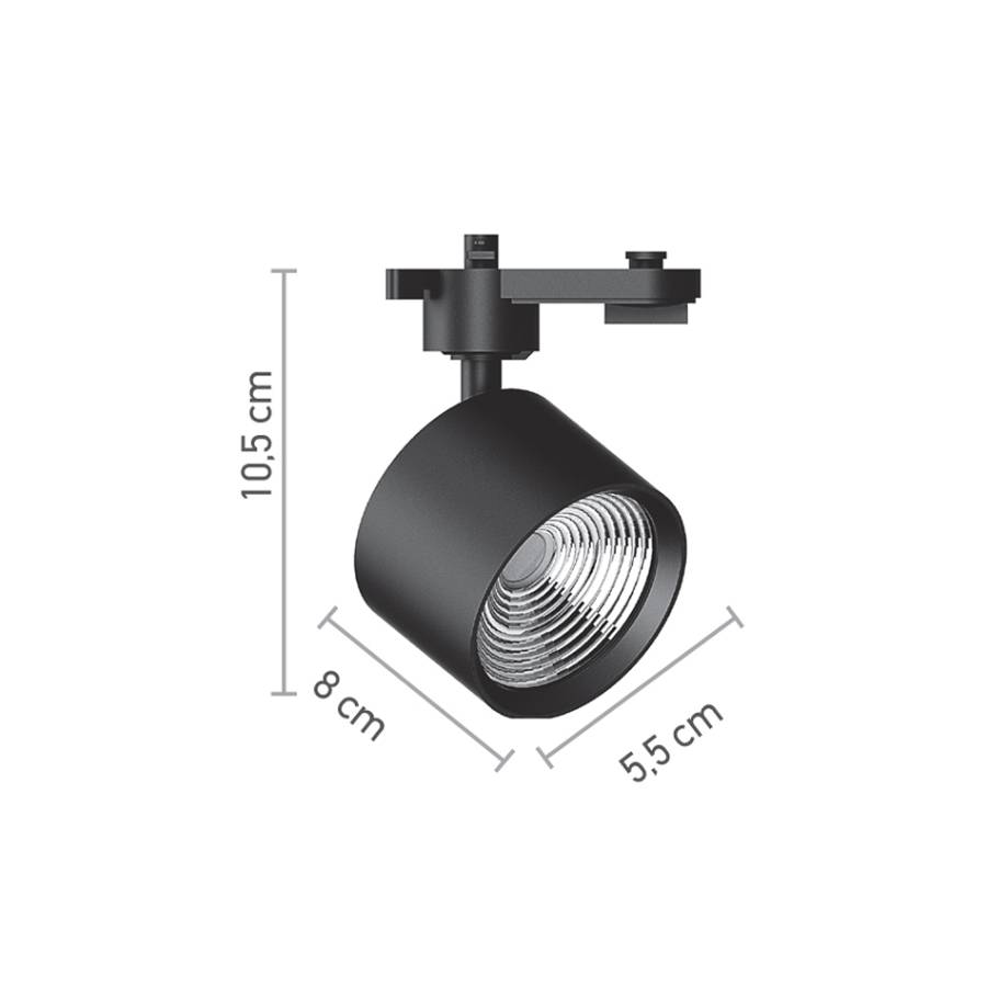 Σποτ Ράγας Μαύρο LED 10W 4000K D:5,5cmX10,5cm (T00502-BL)