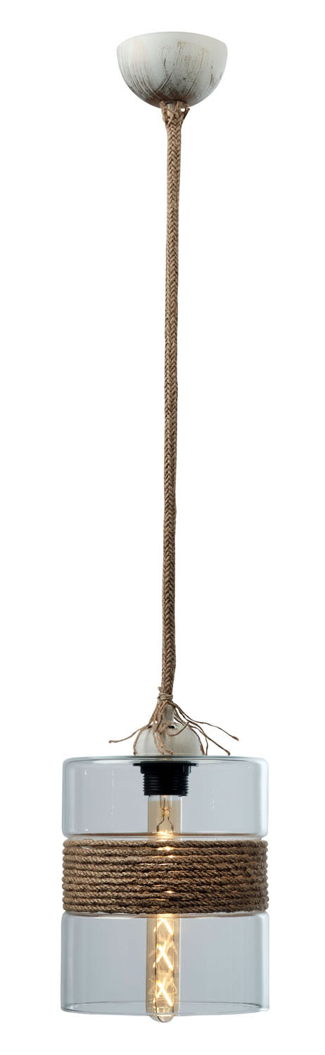 Φωτιστικό μονόφωτο γυαλί/σχοινί διάφανο Ε27 Φ20