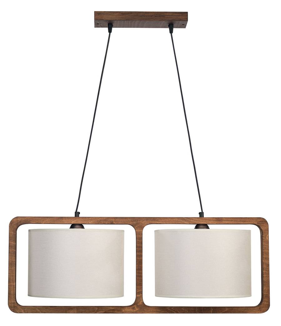 Φωτιστικό Πολύφωτο 2φ Ξύλο/Αμπαζούρ μπεζ Ε27