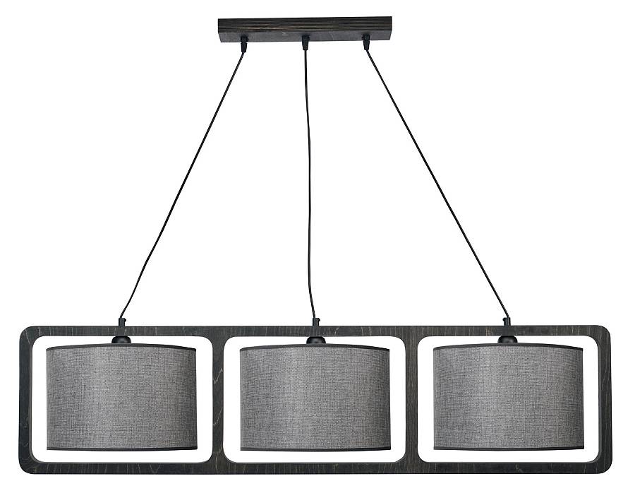 Φωτιστικό Πολύφωτο 3φ Ξύλο/Αμπαζούρ γκρι Ε27