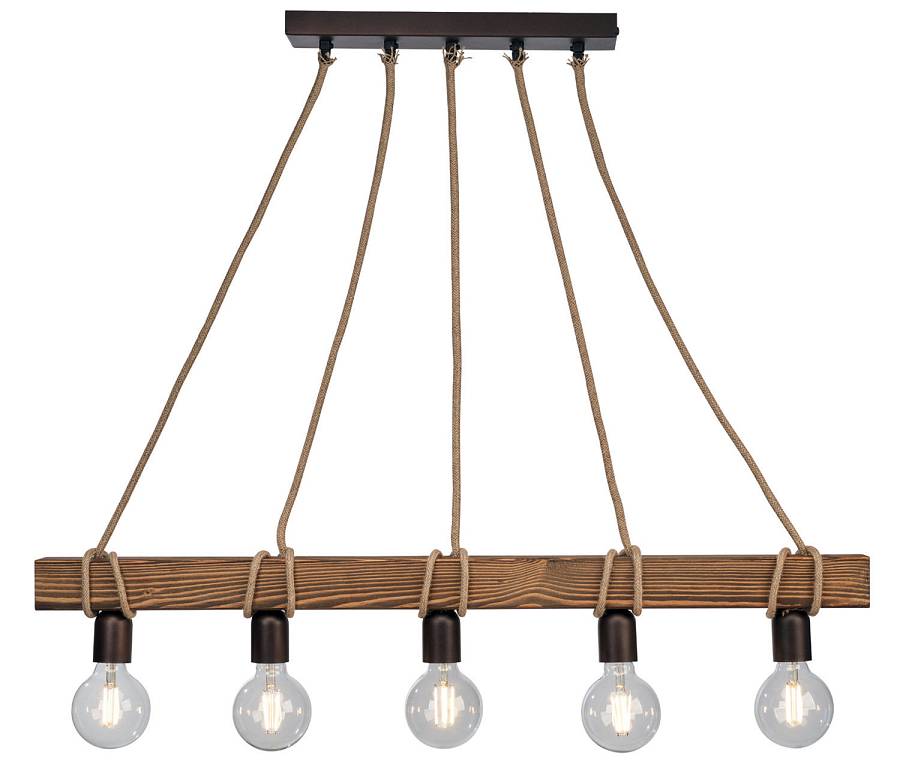 Φωτιστικό Πολύφωτο 5φ Ξύλο/Σχοινί Ε27