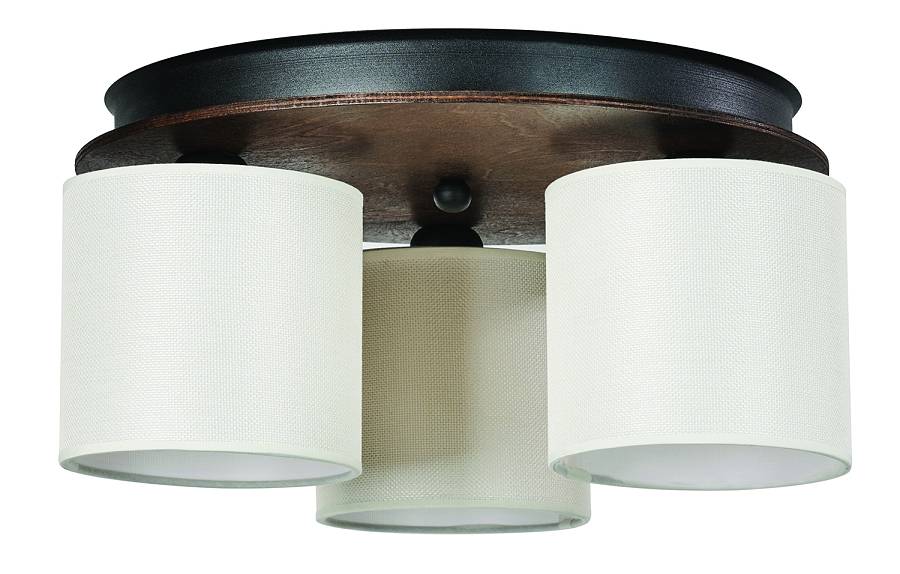 Φωτιστικό Οροφής 3φ Ξύλο/Αμπαζούρ μπεζ Ε27