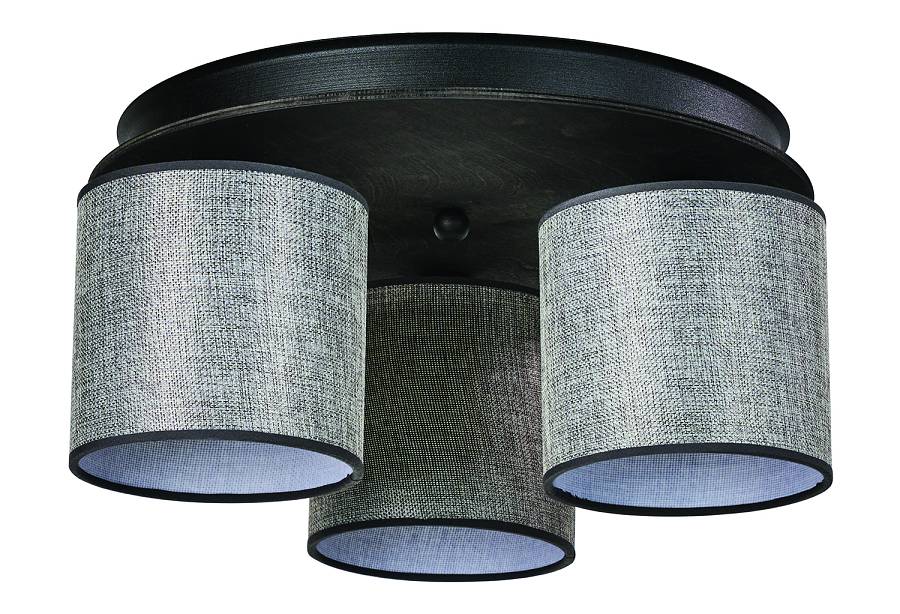 Φωτιστικό Οροφής 3φ Ξύλο/Αμπαζούρ γκρι Ε27