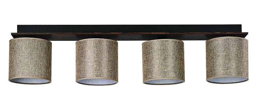 Φωτιστικό Οροφής 4φ Ξύλο/Αμπαζούρ μόκα Ε27