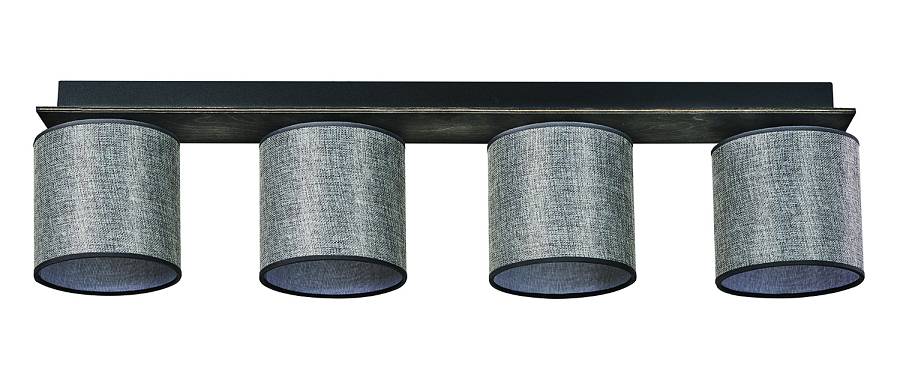 Φωτιστικό Οροφής 4φ Ξύλο/Αμπαζούρ γκρι Ε27