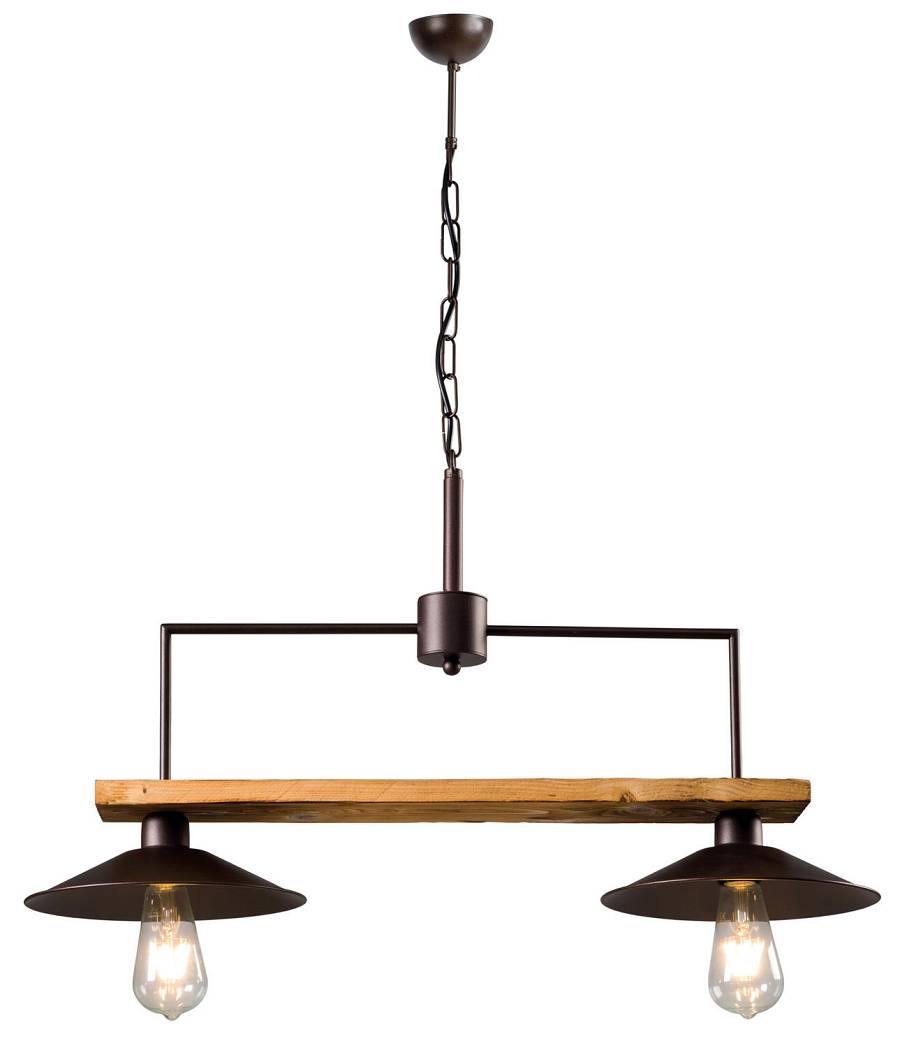 Φωτιστικό Πολύφωτο 2φ Ξύλο/Μέταλλο σκουριά Ε27