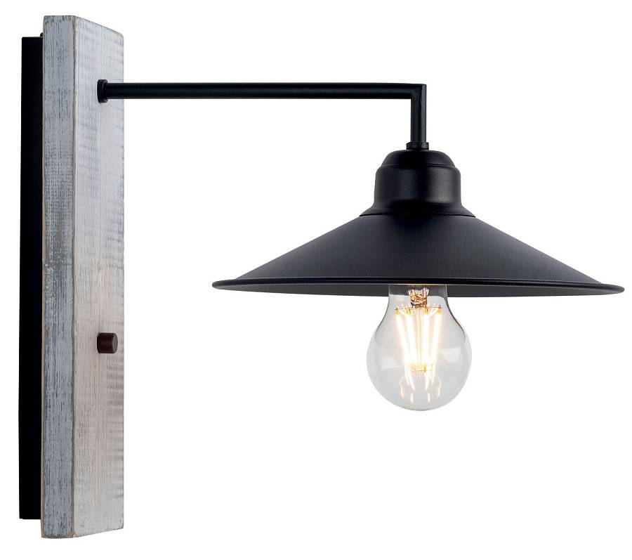 Απλίκα Ξύλο/Μέταλλο μαύρο Ε27