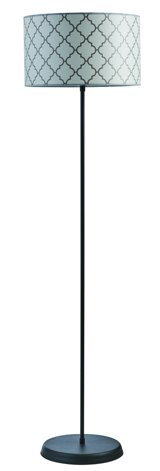 Φωτιστικό δαπέδου μέταλλο/αμπαζούρ λευκό/γκρί Ε27