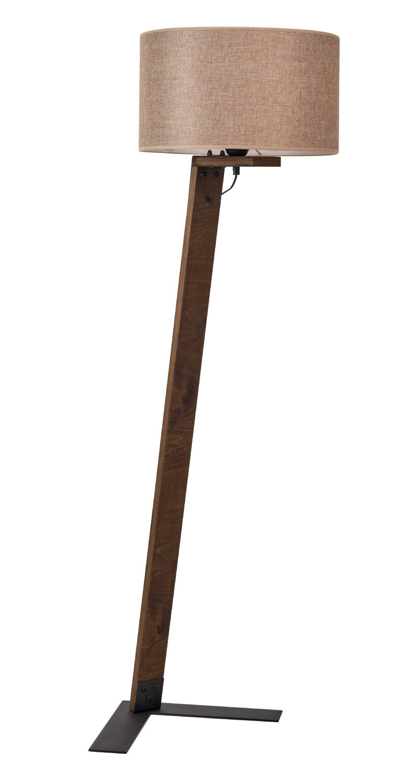 Φωτιστικό δαπέδου ξύλο/αμπαζούρ μόκα Ε27